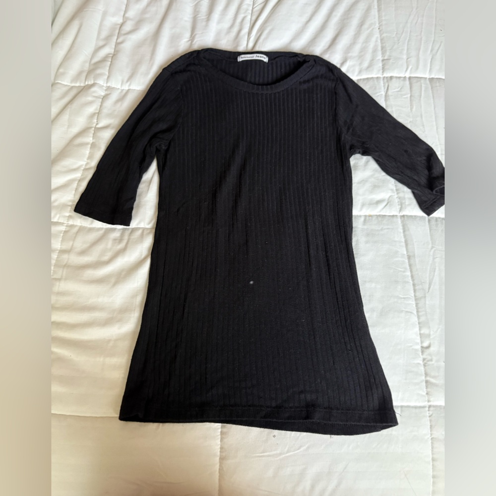 Reformation Black Ribbed Knit Top